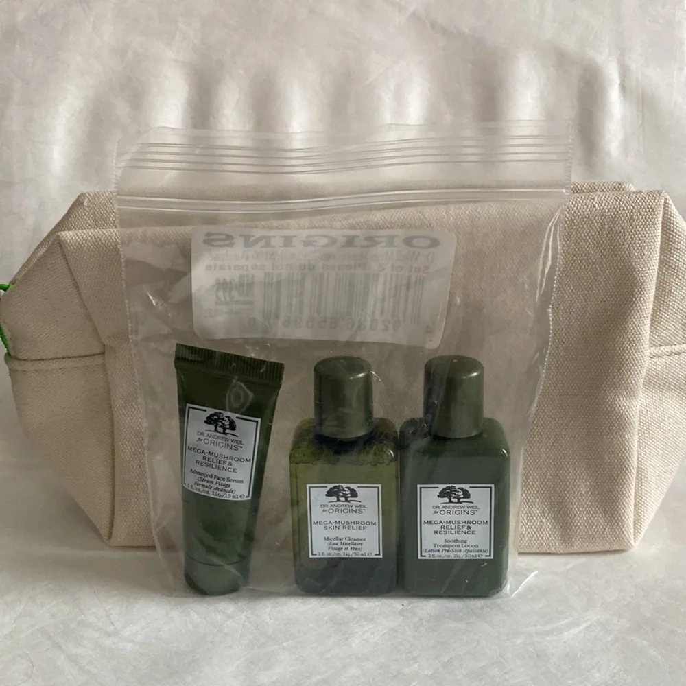 ORIGINS Dr. Weil’s 4p Mega Mushroom Lotion Cleanser Serum $48 CLEAN BEAUTY NIB